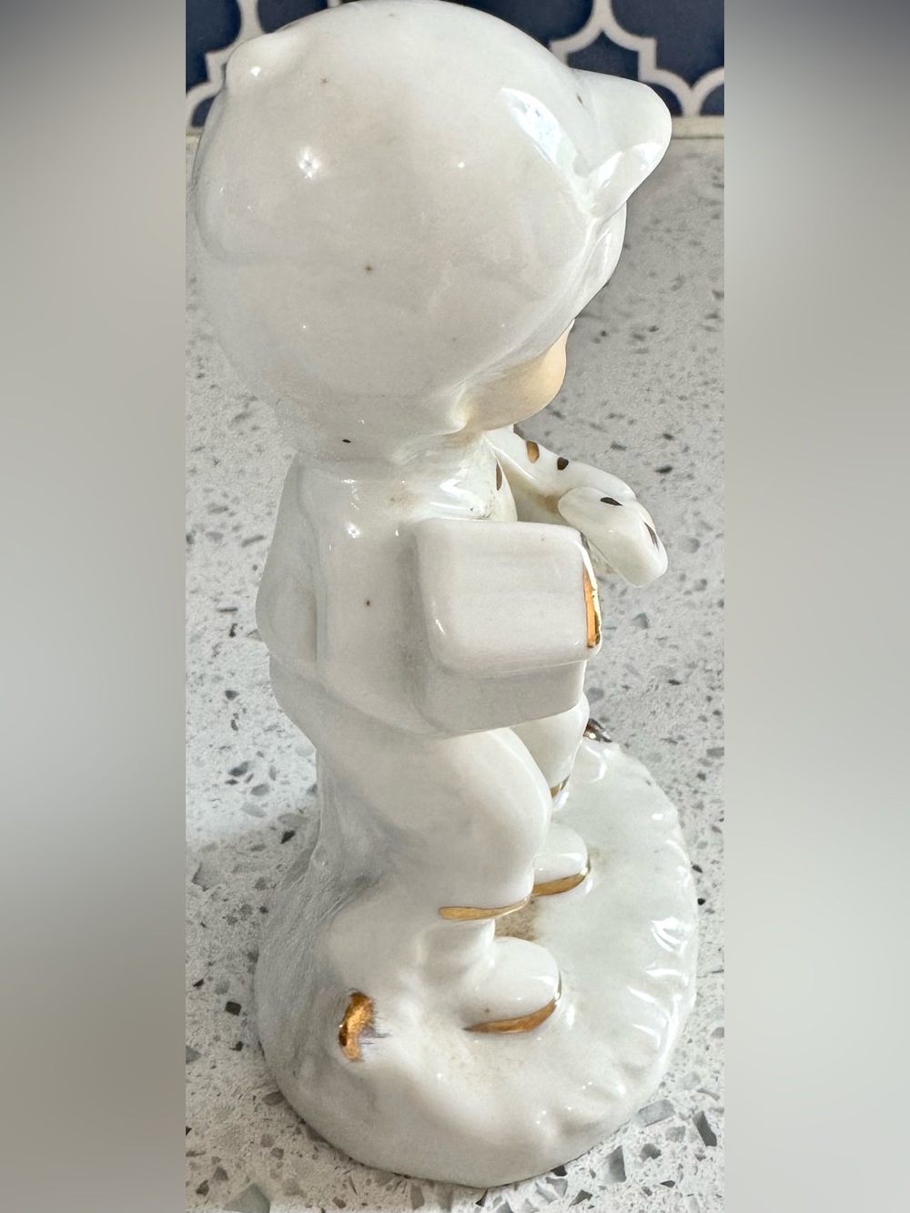 Vintage White Porcelain Boy With Birds Figurine Collectible Home Decor - Picture 5 of 6